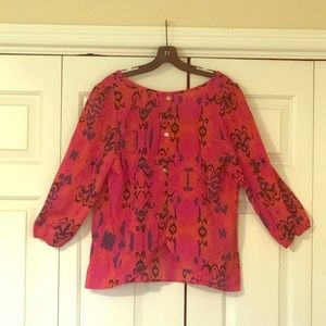 Fabrik Ikat Button Back Blouse